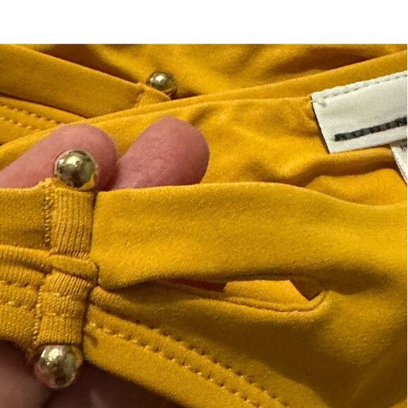 Robin Piccone Ava Luca Barbell Swim NWT Size S Mustard Yellow Bikini Bottom - Picture 4 of 4